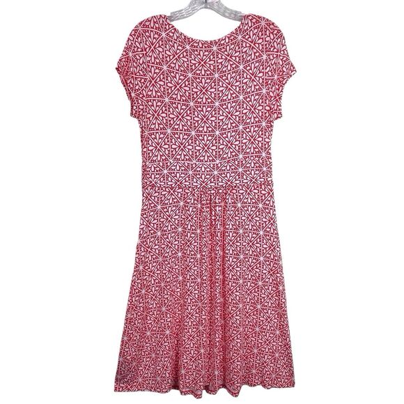 BODEN Amelie Jersey Dress Red Flame Scarlet Mosaic Size 10 EUC Short Sleeve - Picture 3 of 16